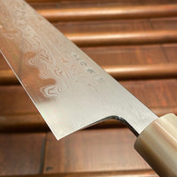 Nakagawa 240mm Kiritsuke Gyuto Aogami 1 Damascus Ebony Blond