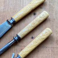 LF&C Aetna Works 3 pc Carving Set Carbon Steel & Pressed Celluloid 1900-1920?