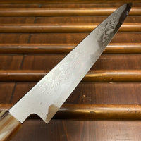 Nakagawa 240mm Sujihiki Aogami 1 Damascus Ebony White Buffalo Horn