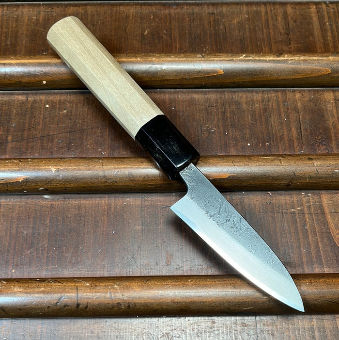 Wakui 80mm Petty V2 Carbon Kurouchi Nashiji Ho Octagonal