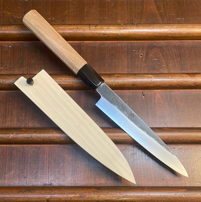 Sakai Kikumori Nakagawa x BC 150mm Petty Shirogami 1 Kurouchi Ho Wood with Saya