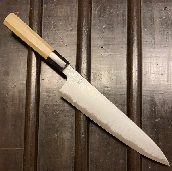 Sakai Kikumori Kikuzuki Uzu 240mm Gyuto Aogami 1 with Saya