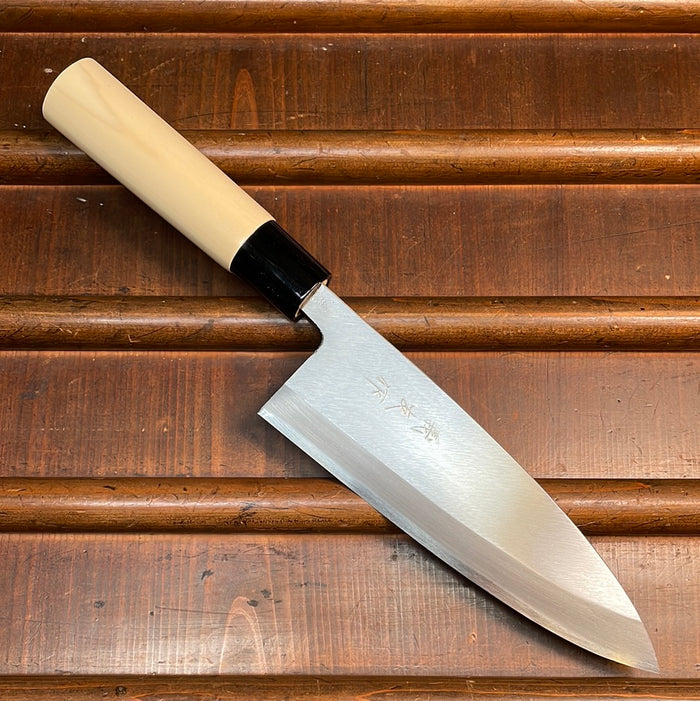 Morihei Yoshitomo 165mm Deba Carbon Steel Poplar Handle