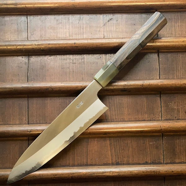 Hitohira Togashi 210mm Gyuto Stainless Clad Shirogami 1 Ziricote Handle