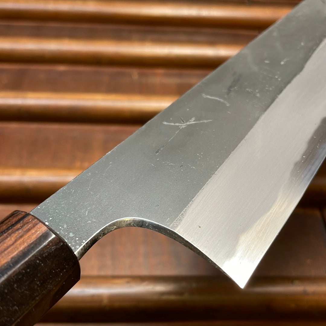 Hitohira Togashi 240mm Kiritsuke Gyuto Aogami 2 Kurouchi Cherry Handle  (Ebony End)