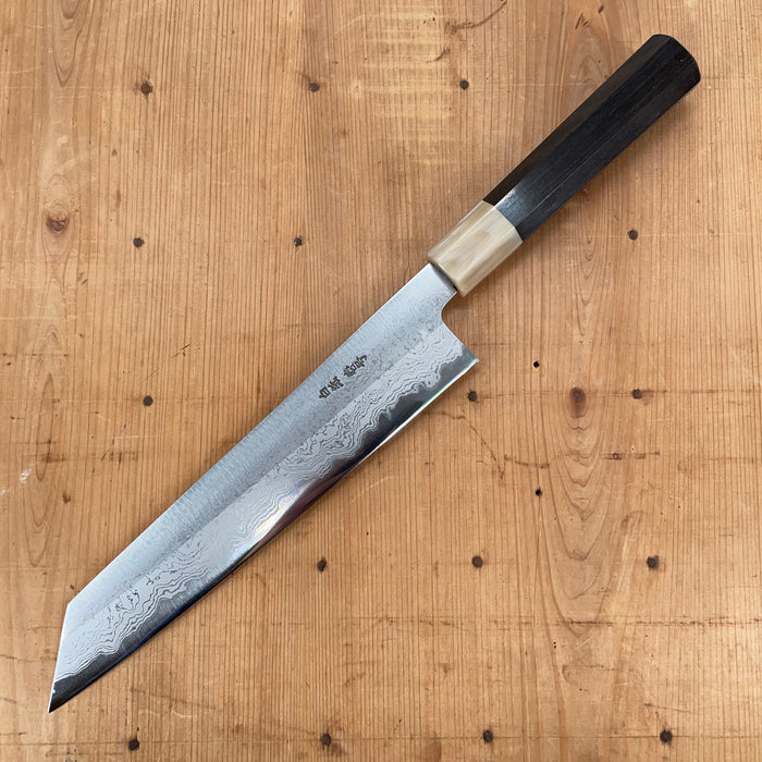 Yoshikazu Tanaka 240mm Kiritsuke Gyuto Shirogami 1 Damascus Ebony