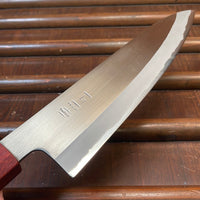 Tagai Sanjo 210mm Gyuto Migaki Stainless Clad Shirogami 2 Oak and Bubinga Handle