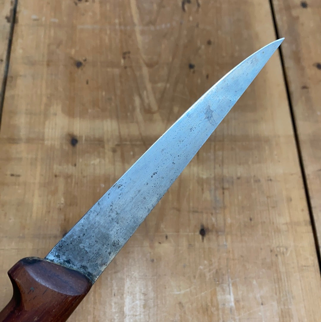 Unmarked 5.25” Boning Knife Stiff Carbon Steel Rosewood Handle -German 1960’s?