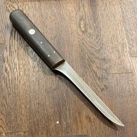 J. A. Henckels 5.25” Stiff Narrow Boning Knife Carbon Steel Walnut 3 Pins & Rivet 1950’s?