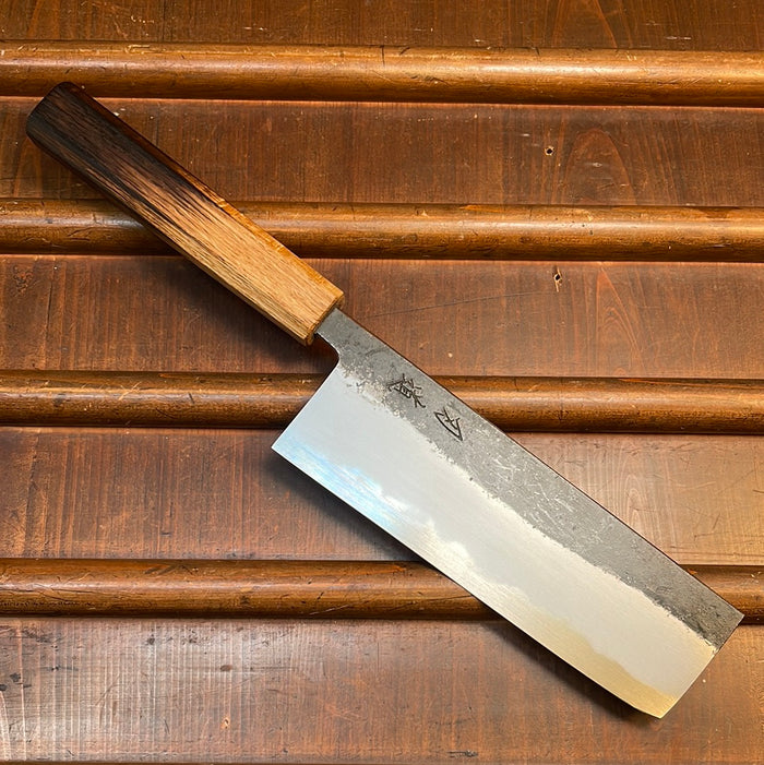 Hado Sumi 165mm Nakiri Shirogami 2 Kurouchi Finish Burnt Oak