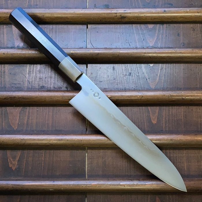 Takada no Hamono 240mm Gyuto Aogami 2 Mizu Honyaki - Ebony & Horn Octagonal Handle