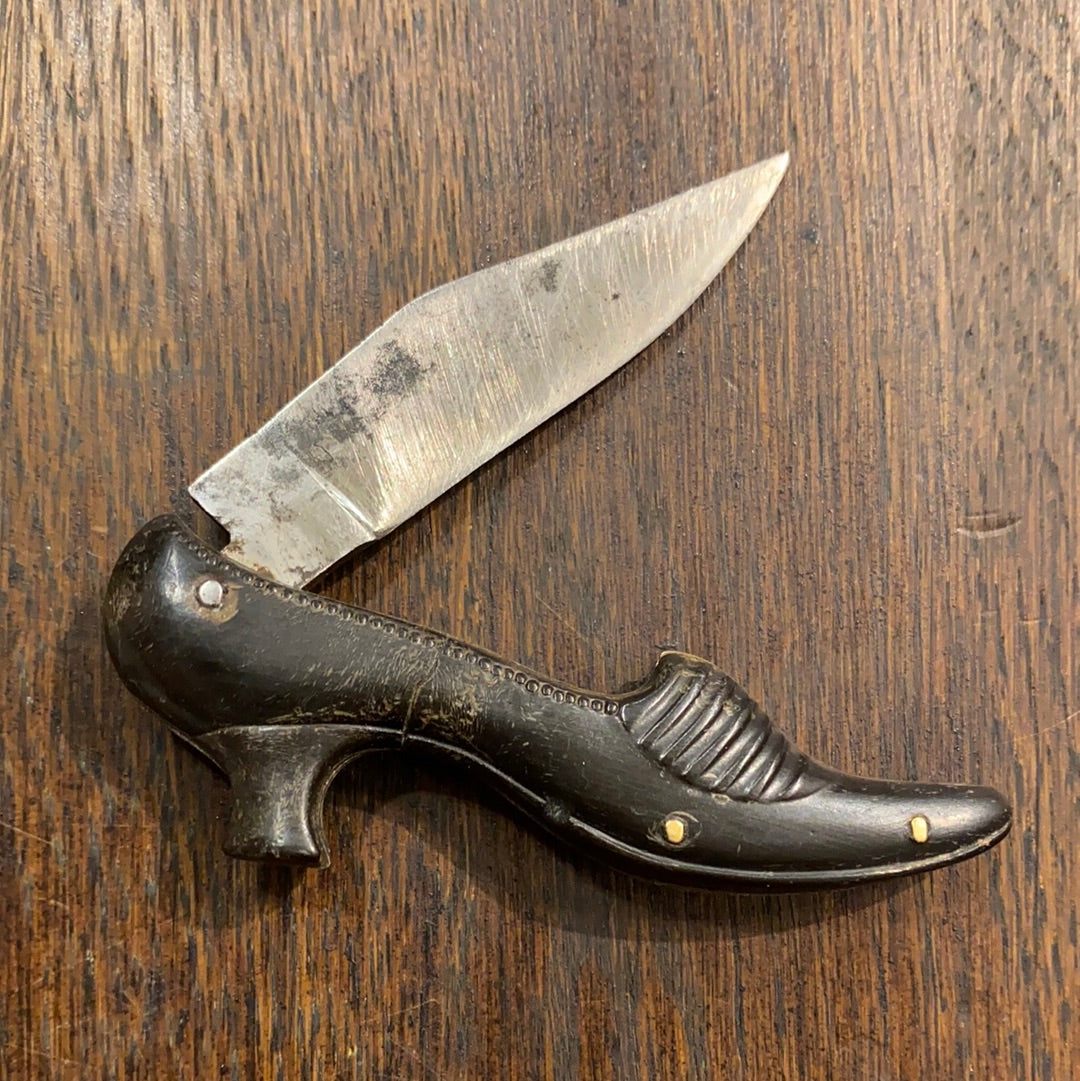 Unmarked (French?) Figural Ladies Shoe Knife 3” 1920’s?