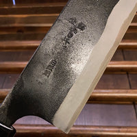 Kaji-bei 165mm Santoku Iron Clad Shirogami 2 Kurouchi Buffalo Horn