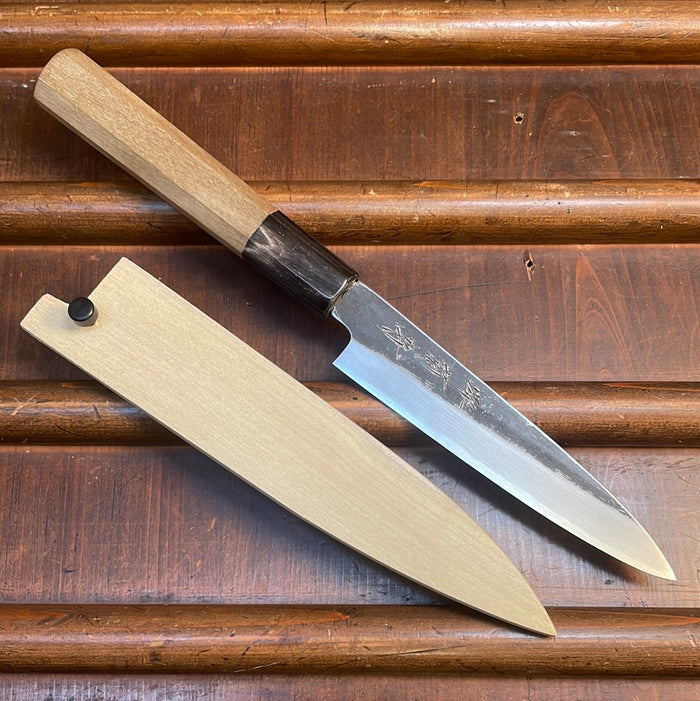 Sakai Kikumori Nakagawa x BC 135mm Petty Shirogami 1 Kurouchi Ho Wood with Saya