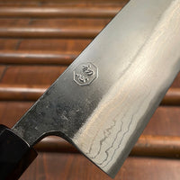 Kumokage 165mm Nakiri Aogami 2 Kurouchi Damascus Teak Handle