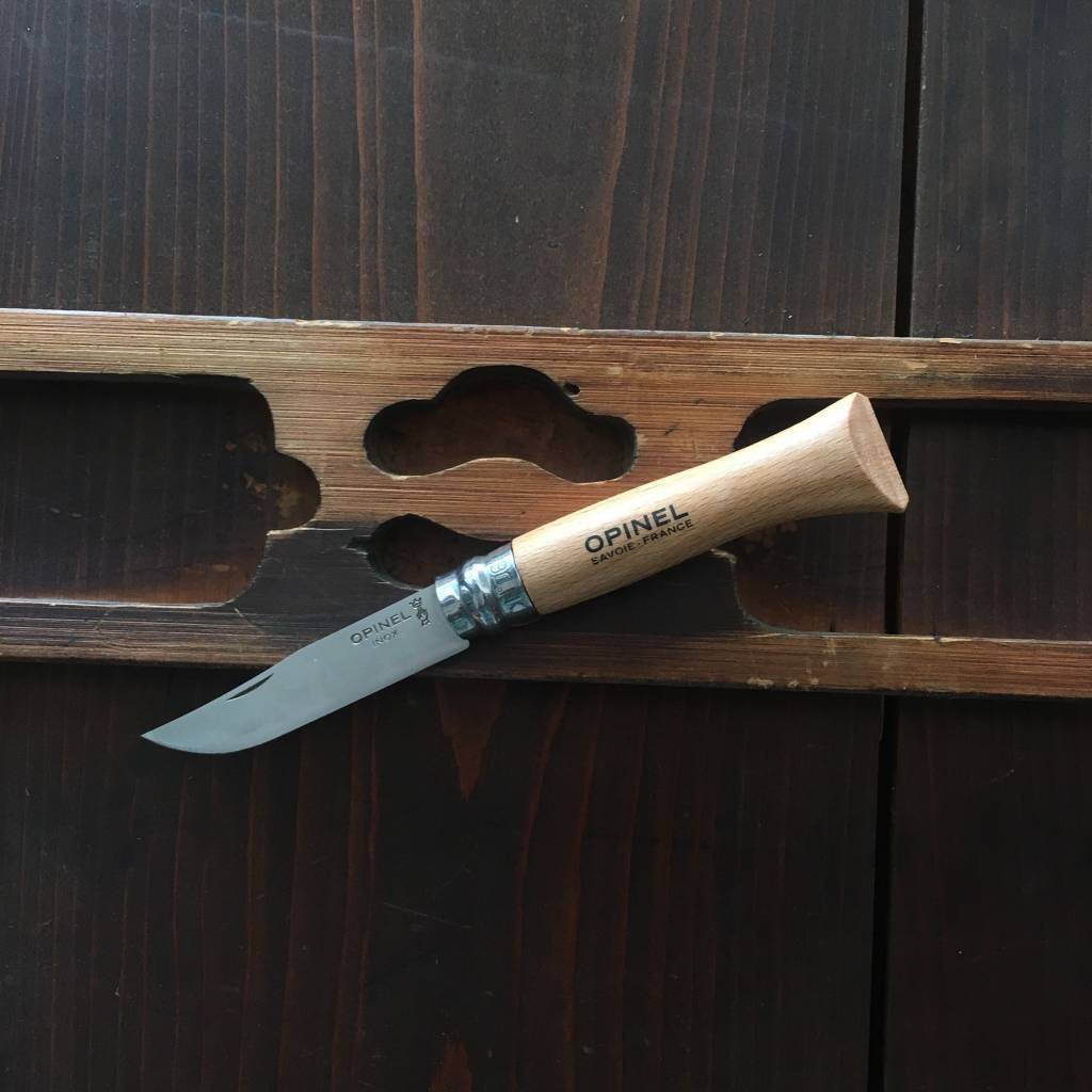 Opinel Straight Back Stainless Ring Lock Beechwood Handle