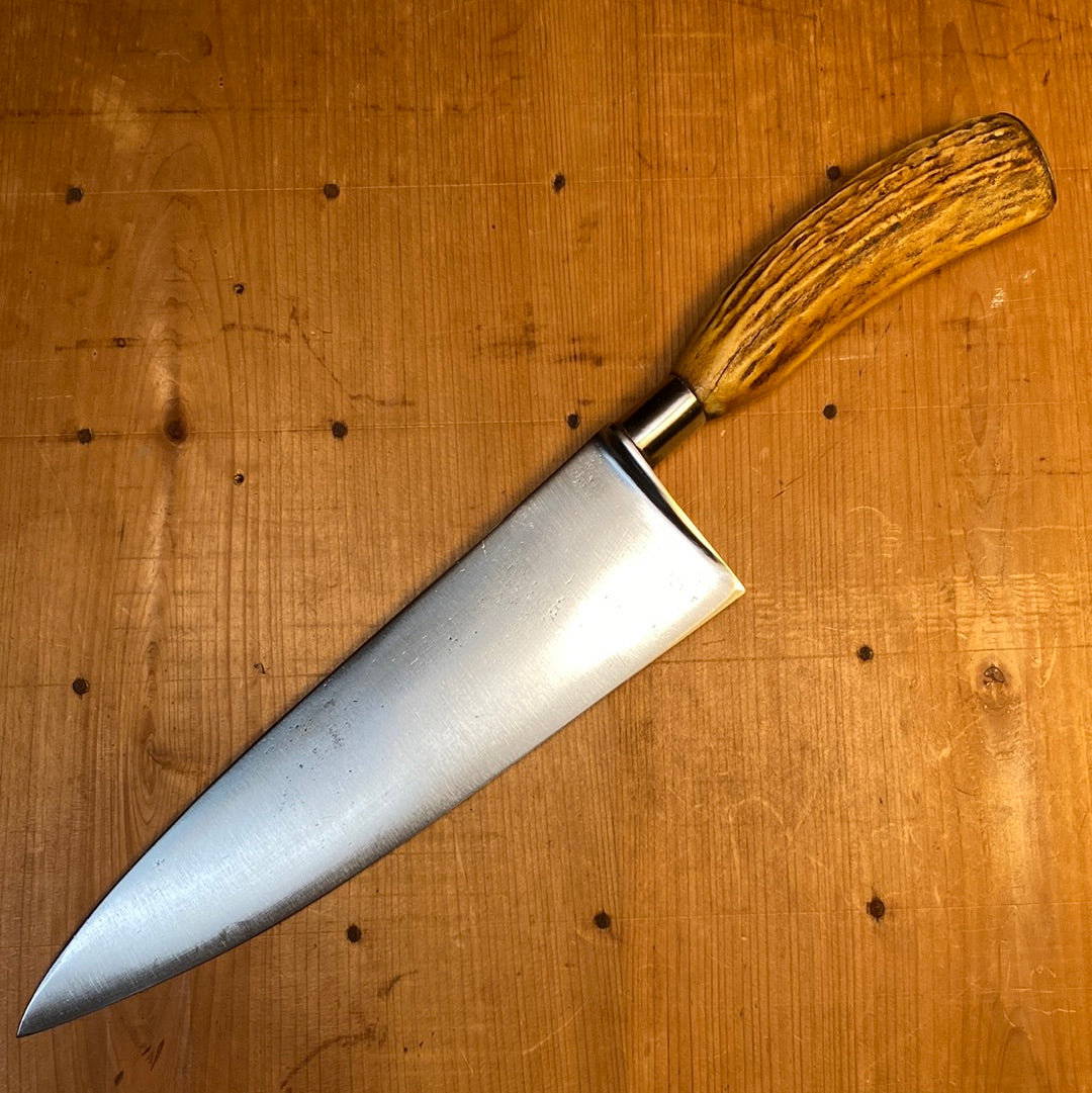 Straight Edge Stag Steak Knife Set  Set of 4 Stag Antler Handle Flat Edge  Steak Knives