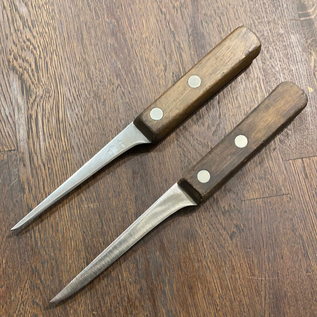 Unmarked J A Henckels 5” Boning Knife Model 68-5” Carbon Steel Walnut 1950’s