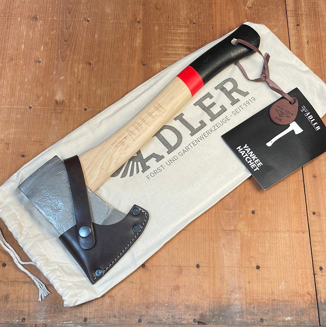 Adler Yankee Hatchet in Red + Black with Sheath and Bag