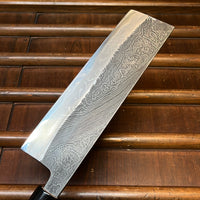 Tsukasa Hinoura 180mm Nakiri Shirogami Warikomi Unryu Suminagashi Burnt Chestnut Horn