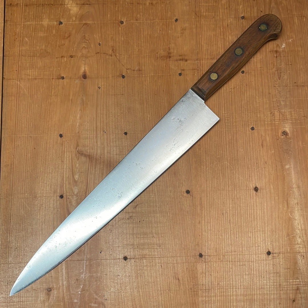 American 11.75" Chef Knife Carbon Steel & Rosewood ~1930's-60's