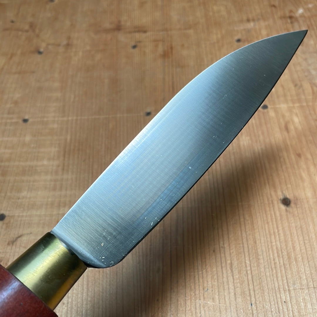 Friedr Herder 5” Old Farmer's Knife Flexible Carbon Steel Cherry Brass w/ Loop