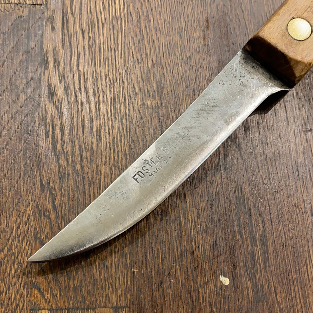 Foster Bros 5.25” Cut Down Boning Knife Carbon Steel Hardwood Handle 1930’s