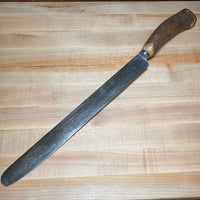 J Smith 14" English Roast Beef Knife Shear Steel & Stag 19th C.