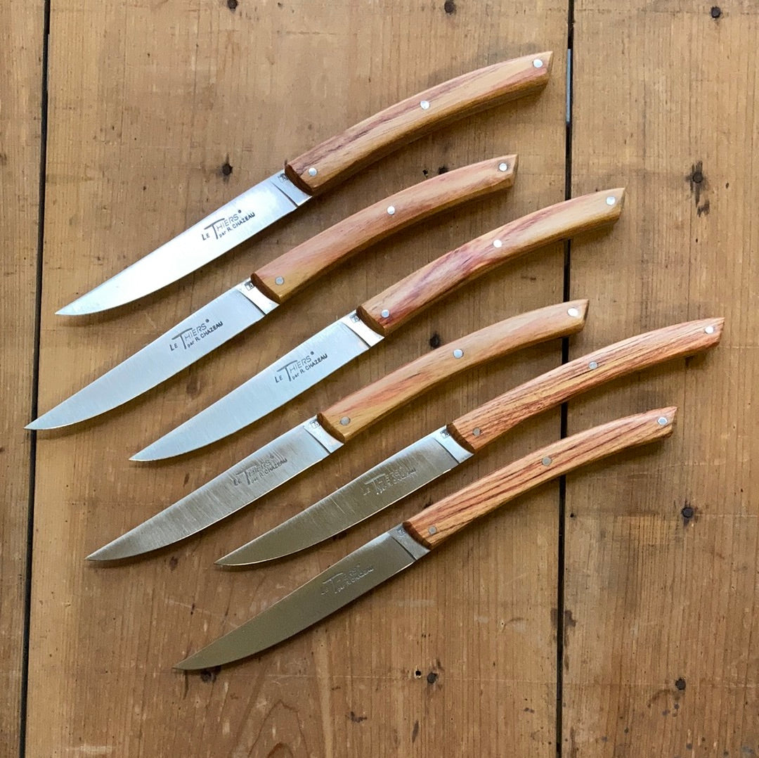 Chazeau Honoré Le Thiers Steak Knife Set Stainless Rosewood Handle - 6 Pieces