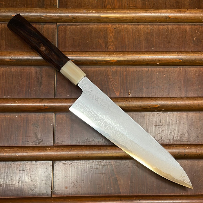 Yoshikazu Tanaka 210mm Gyuto Shirogami 1 Damascus Ebony