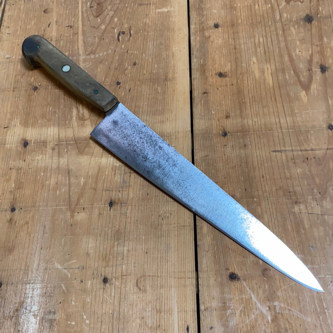 J A Henckels 10” Chef Knife Carbon Steel 1950’s-60’s 225-10”