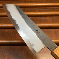 Hado Sumi 180mm Bunka Shirogami 2 Kurouchi Finish Burnt Oak