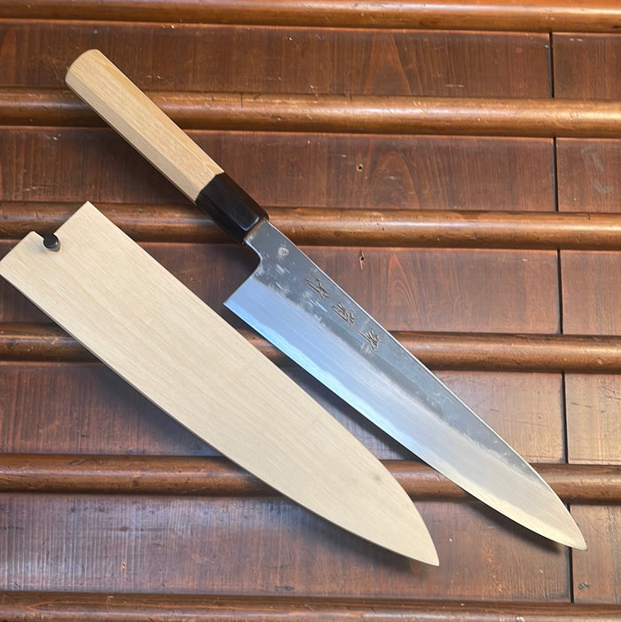 Sakai Kikumori Nakagawa x BC 240mm Gyuto Shirogami 1 Kurouchi Ho Wood with Saya