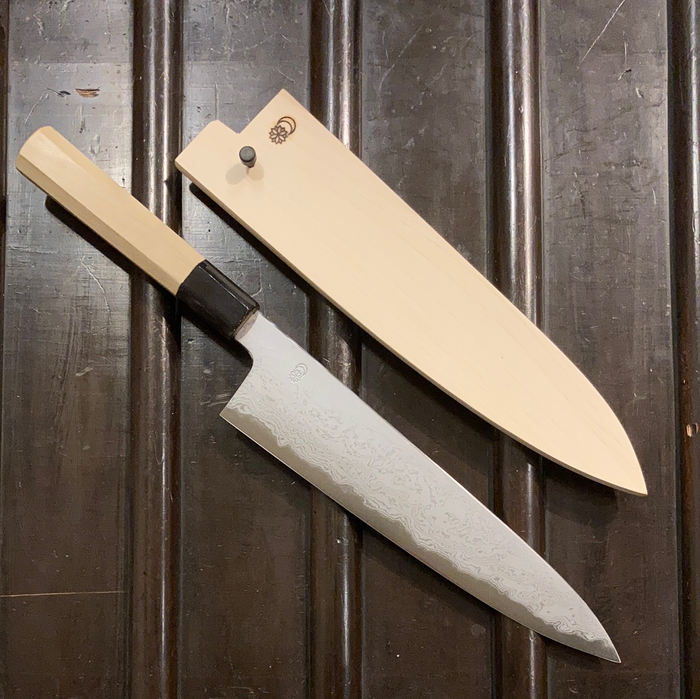 Sakai Kikumori Kikuzuki Uzu 240mm Gyuto Aogami 1 with Saya