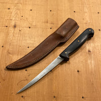 Handmade 6” Boning Knife Semi Flex Carbon Steel Linen Micarta With Sheath