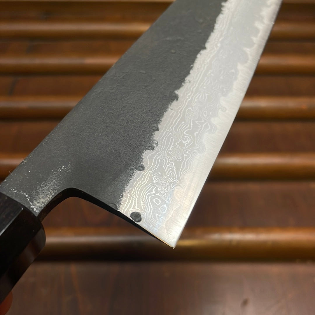 Hatsukokoro Shinkiro 210mm Gyuto Aogami Super Nihei Damascus Kurouchi Wenge