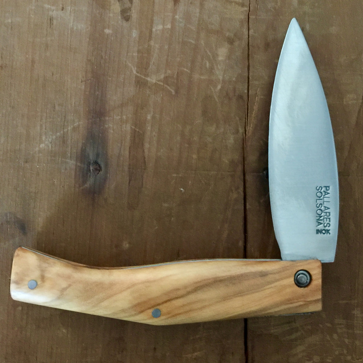 Set of Four Steak Knives - Plain Edge Blade - Olive Wood Handle | Due Buoi Spatula Store