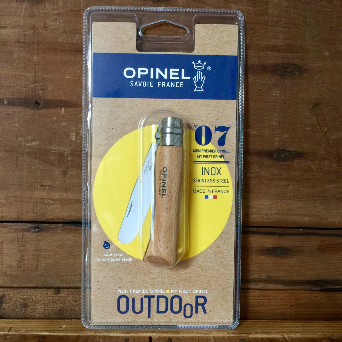 My First Opinel #7 Kids Rounded Tip Stainless Ring Lock Beechwood Handle