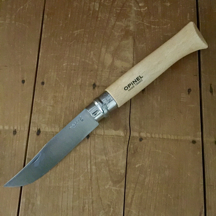 Opinel Straight Back Stainless Ring Lock Beechwood Handle