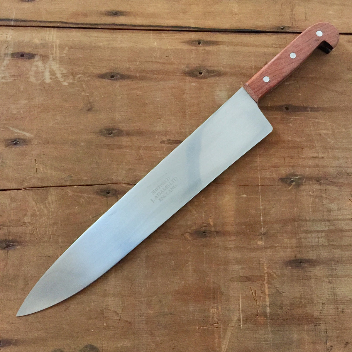 J Adams 12" Chef Knife Carbon Steel Pinned Rosewood