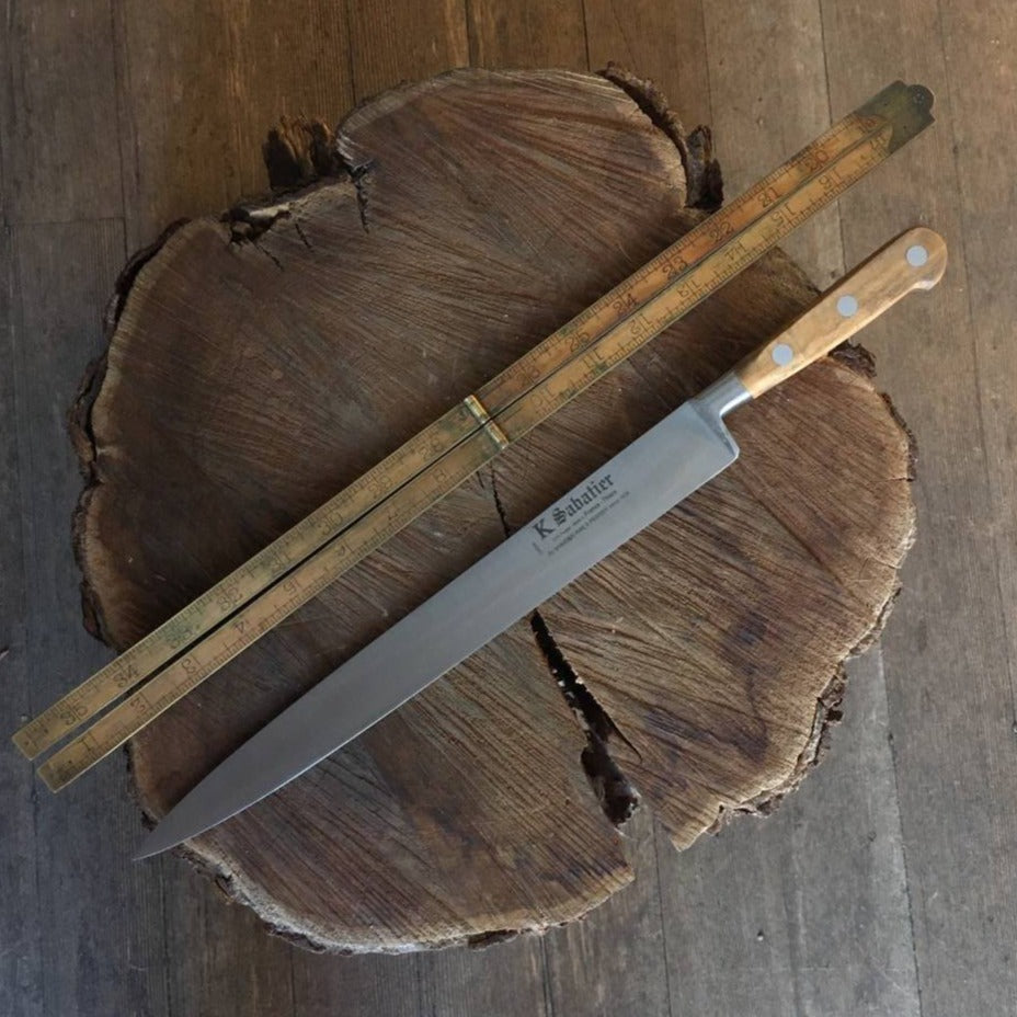 K Sabatier Authentique 12" Slicer Carbon Steel Olive