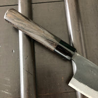 Kaji-bei 165mm Santoku Iron Clad Aogami 2 Suminagashi Kurouchi