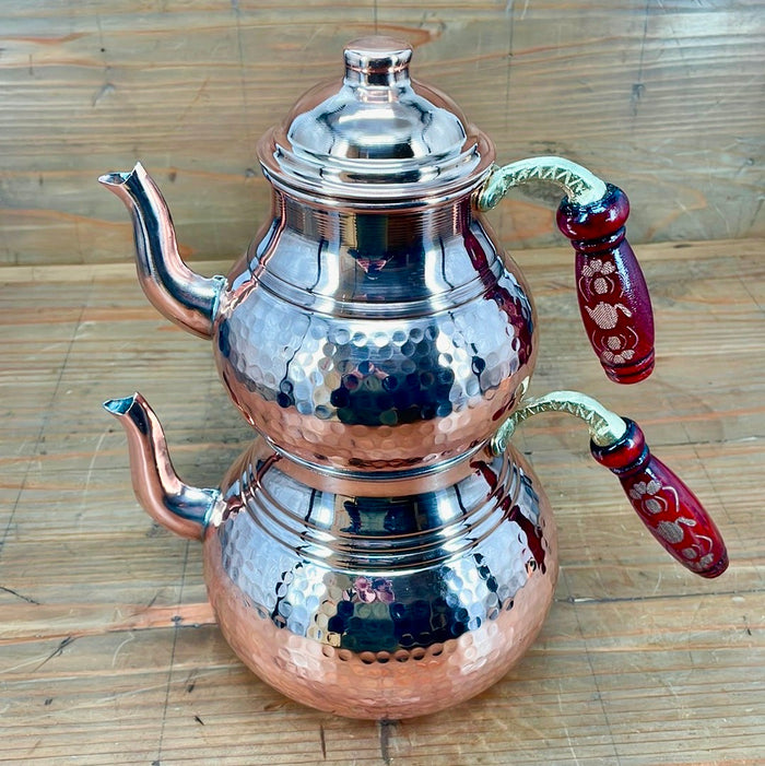 Turkish Classic Double Decker Copper Teapot