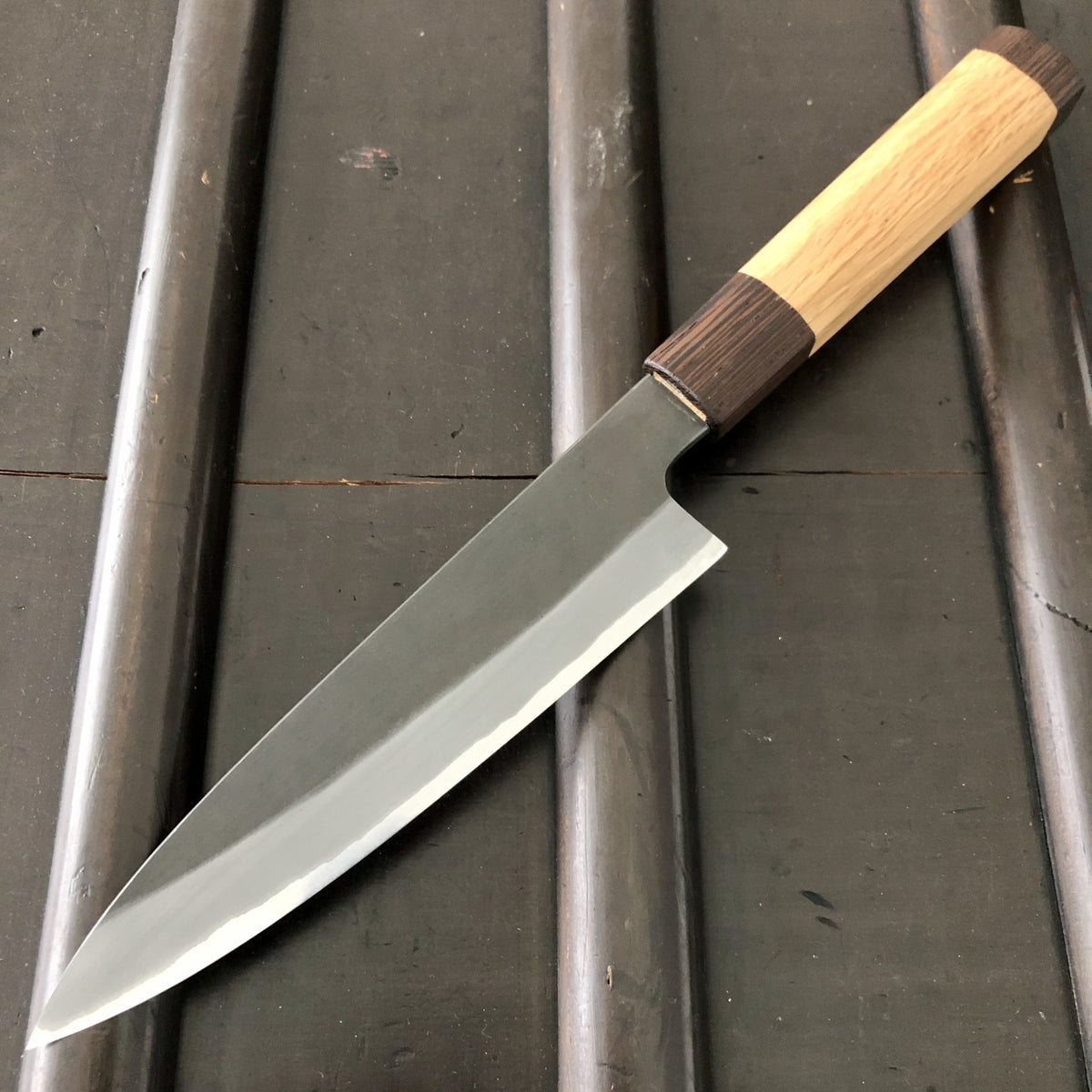 Tagai Sanjo 150mm Petty Stainless Clad Shirogami 2 Oak and Wenge Handle