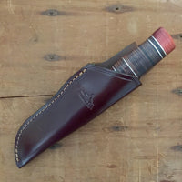 Pallares Drop Point 12cm Fixed Blade N. 3 Carbon Stacked Leather Handle with Sheath